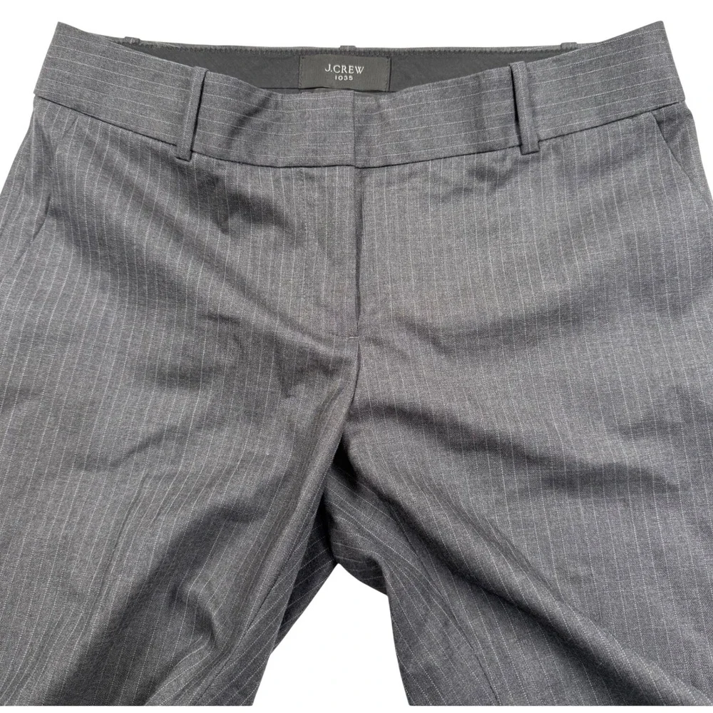 J Crew 1035 Trousers Womens 8P Gray Pinstripe Super 120s Wool Wide Leg Flare